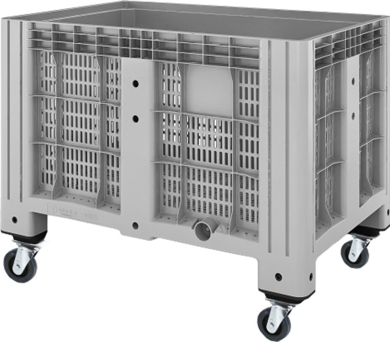 Контейнер 1200х800х913 мм перфорированный серый на колёсах купить в Челябинске