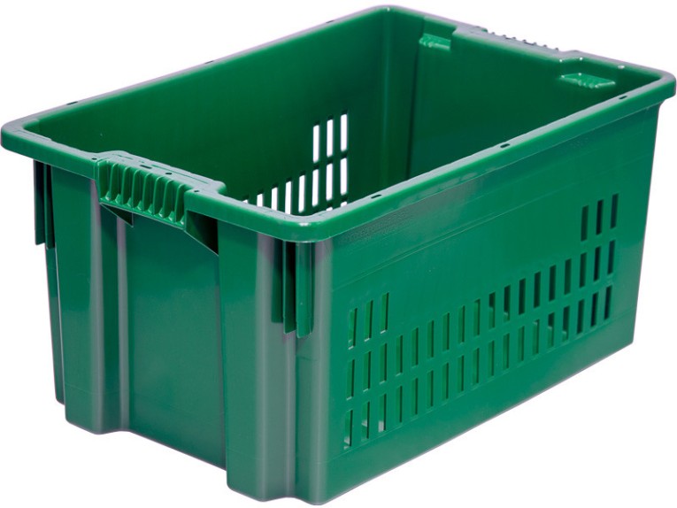 Ящик 600х400х300 дно сплошное, стенки перфорированные цв. зелёный купить в Челябинске Ящик 600х400х300 дно сплошное, стенки перфорированные цв. зелёный купить в Челябинске