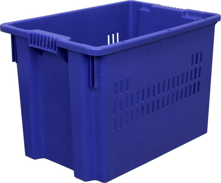 Ящик 600х400х400 дно сплошное, стенки перфорированные синий купить в Челябинске Ящик 600х400х400 дно сплошное, стенки перфорированные синий купить в Челябинске