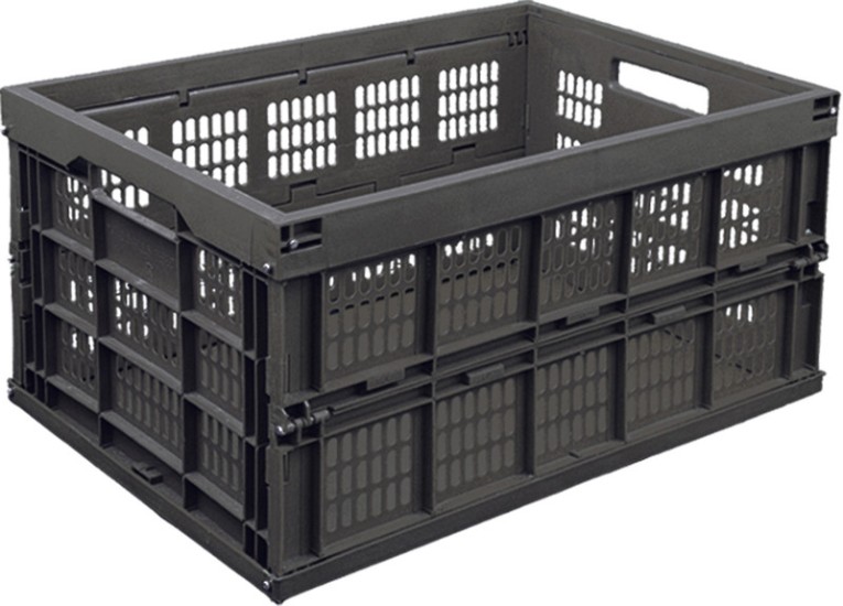 Ящик 535х350х272 складной перфорированный, чёрный купить в Челябинске Ящик 535х350х272 складной перфорированный, чёрный купить в Челябинске