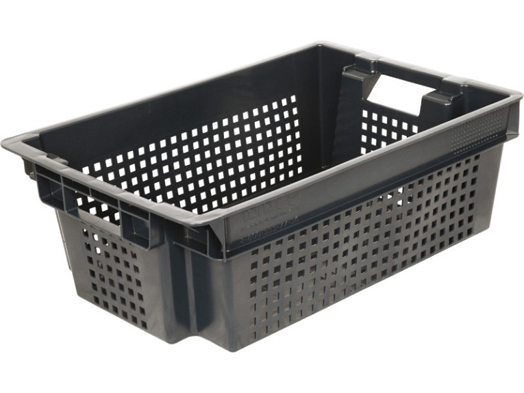 Ящик 600х400х200 1,5кг. дно сплошное, стенки перфорированные чёрный купить в Челябинске Ящик 600х400х200 1,5кг. дно сплошное, стенки перфорированные чёрный купить в Челябинске