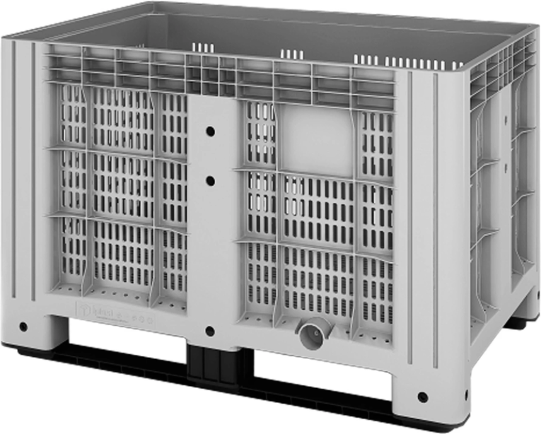 Контейнер 1200х800х800 мм перфорированный серый на полозьях купить в Челябинске
