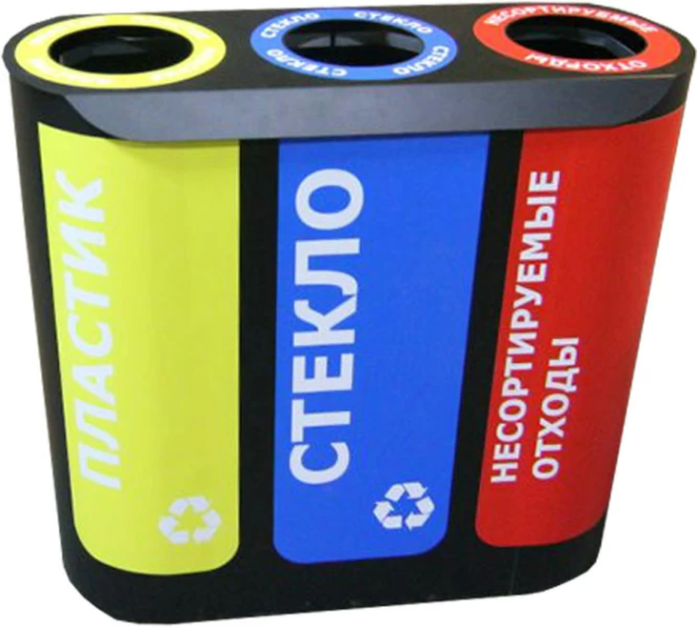 Урна для раздельного сбора мусора Альтернатива-3 с наклейками купить в Челябинске