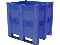 BoxPallet 1300х1150х1250 сплошной, на 3 полозьях синий