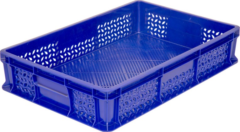 Ящик 600х400х120 перфорированный, без ручек синий купить в Челябинске