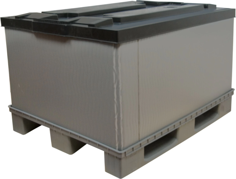 Контейнер 1200х800х860 мм сплошной разборный на п/паллет серый купить в Челябинске Контейнер 1200х800х860 мм сплошной разборный на п/паллет серый купить в Челябинске