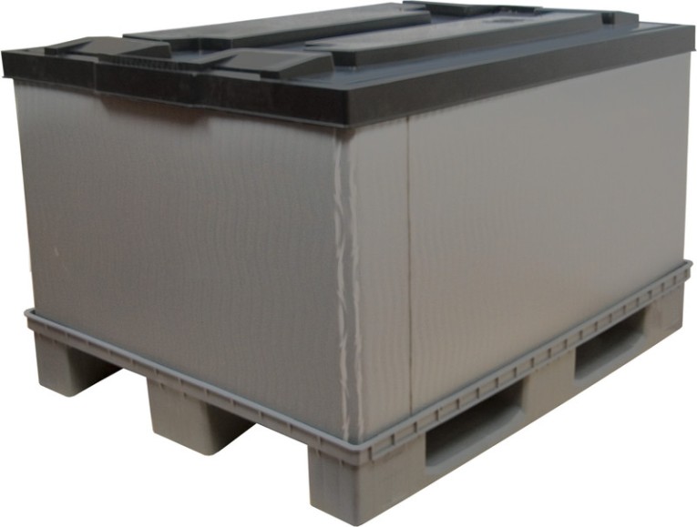 Контейнер 1200х800х860 мм сплошной разборный на п/паллет серый купить в Челябинске Контейнер 1200х800х860 мм сплошной разборный на п/паллет серый купить в Челябинске