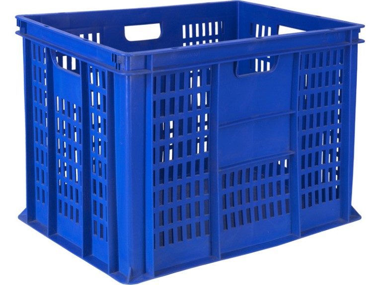 Ящик 600х400х410 перф. стенки сплошное дно синий купить в Челябинске Ящик 600х400х410 перф. стенки сплошное дно синий купить в Челябинске