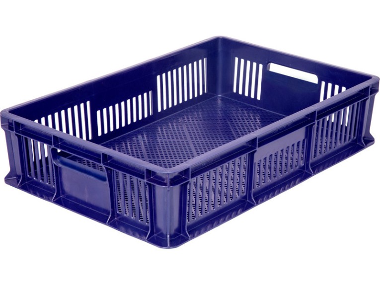 Ящик 600х400х140 мм перфорированный с полузакрытой ручкой синий купить в Челябинске Ящик 600х400х140 мм перфорированный с полузакрытой ручкой синий купить в Челябинске