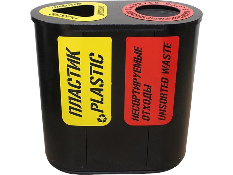 Урна для раздельного сбора мусора Город-2 (710) с метал. вставками пластик / несортируемые отходы купить в Челябинске