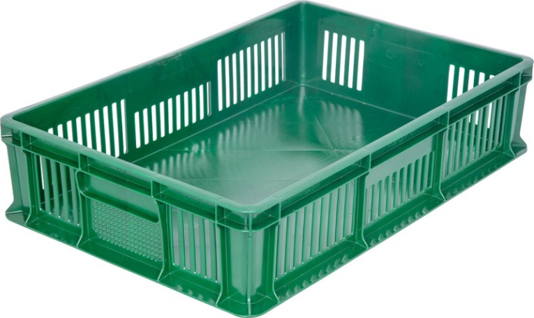 Ящик 600х400х140 мм дно сплош.стенки перф.без ручек зеленый купить в Челябинске Ящик 600х400х140 мм дно сплош.стенки перф.без ручек зеленый купить в Челябинске