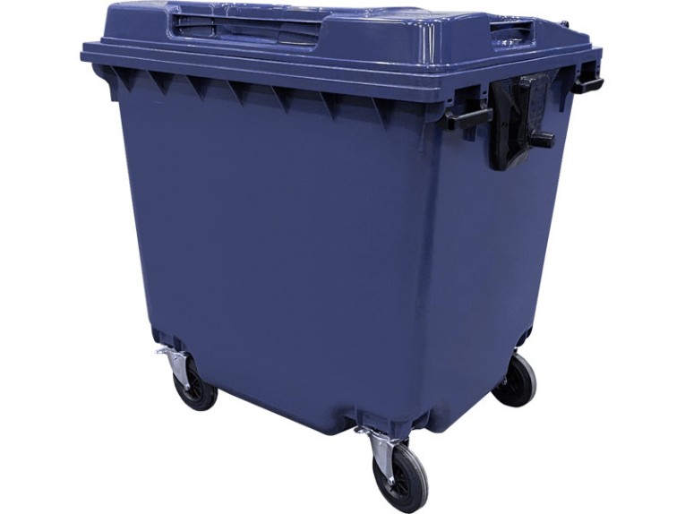 Мусорный контейнер 1 100л. на колёсах цв. синий купить в Челябинске