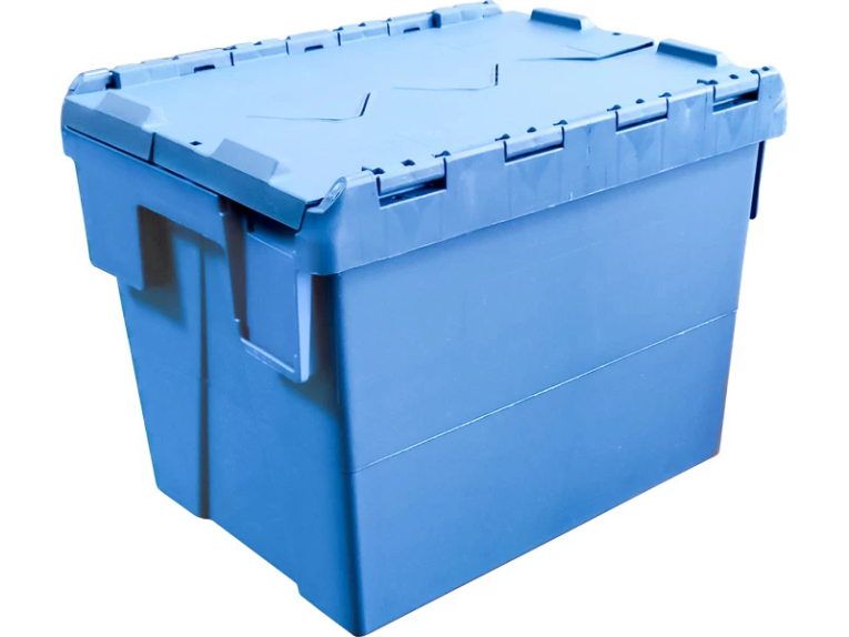 Ящик 400х300х306 сплошной, с крышкой синий купить в Челябинске Ящик 400х300х306 сплошной, с крышкой синий купить в Челябинске