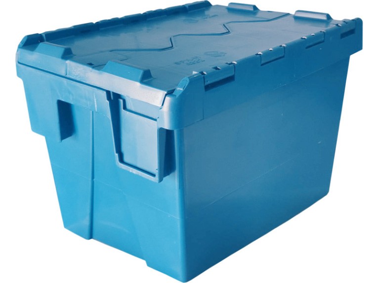 Ящик 400х300х306 сплошной, с крышкой синий купить в Челябинске Ящик 400х300х306 сплошной, с крышкой синий купить в Челябинске