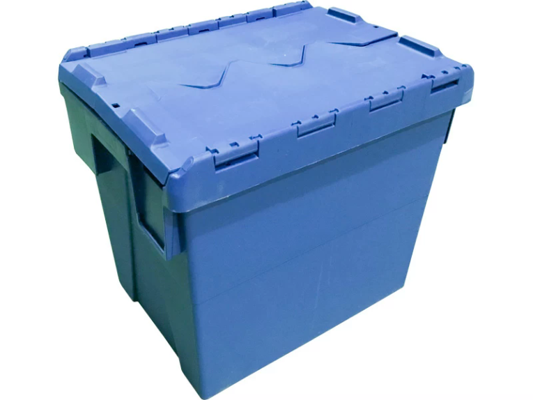 Ящик 400х300х356 сплошной, с крышкой синий купить в Челябинске Ящик 400х300х356 сплошной, с крышкой синий купить в Челябинске