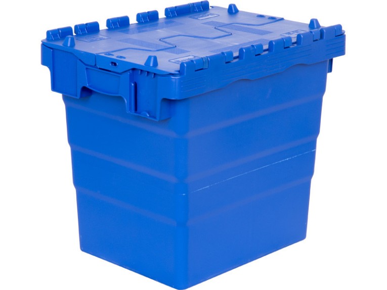 Ящик 400х300х356 сплошной, с крышкой синий купить в Челябинске Ящик 400х300х356 сплошной, с крышкой синий купить в Челябинске