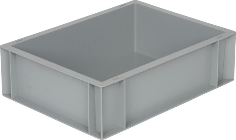 Ящик 400х300х120 сплошной, без ручек, гладкое дно, серый B-4311 купить в Челябинске
