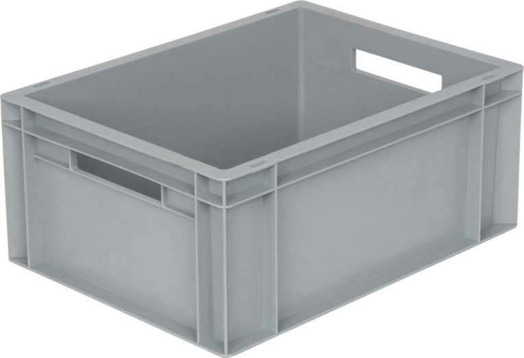 Ящик 400х300х175 сплошной, с ручками, гладкое дно, серый B-4316 купить в Челябинске Ящик 400х300х175 сплошной, с ручками, гладкое дно, серый B-4316 купить в Челябинске