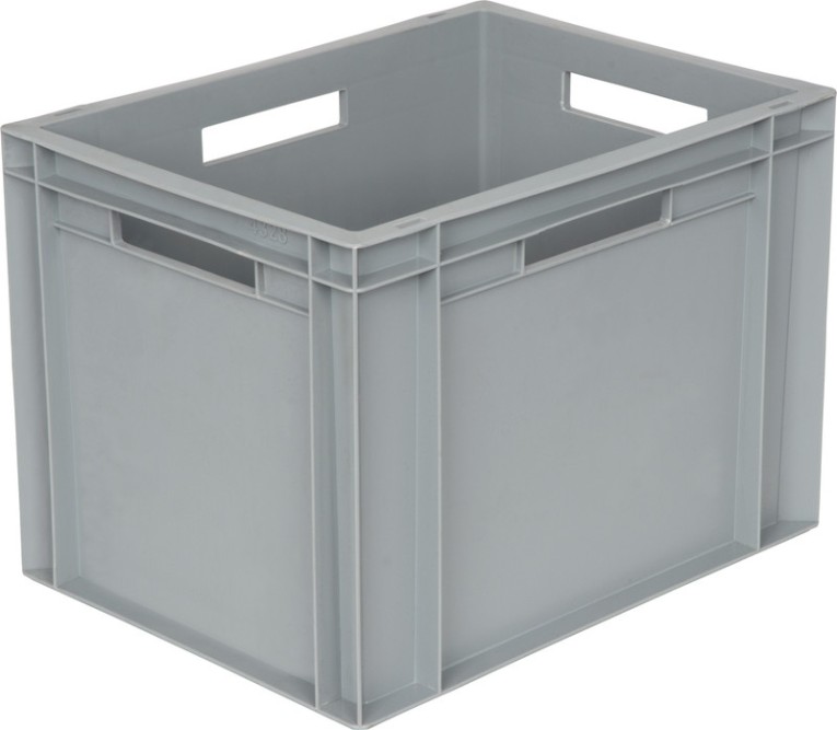 Ящик 400х300х290 сплошной, с ручками, гладкое дно, серый B-4328 купить в Челябинске