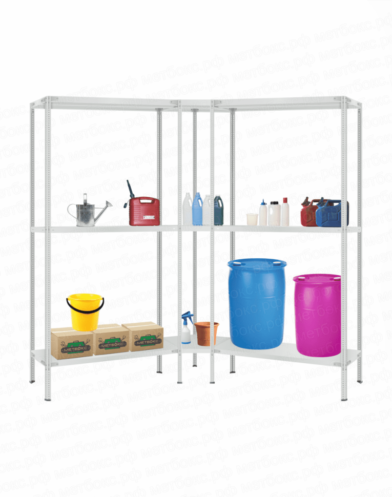 Стеллаж угловой 2000х1700х1700 (3 яруса глубиной 500мм) купить в Челябинске