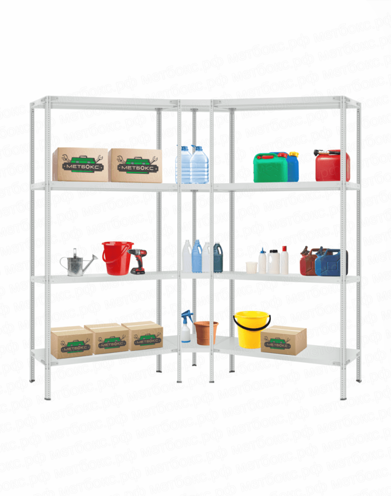 Стеллаж угловой 2000х1700х1700 (4 яруса глубиной 500мм) купить в Челябинске