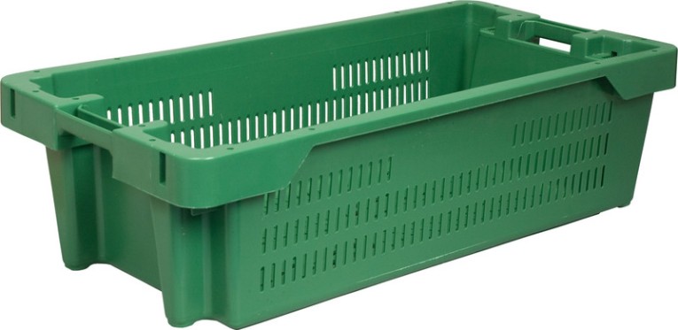 Ящик рыбный 800х400х225 перфорированный зеленый купить в Челябинске