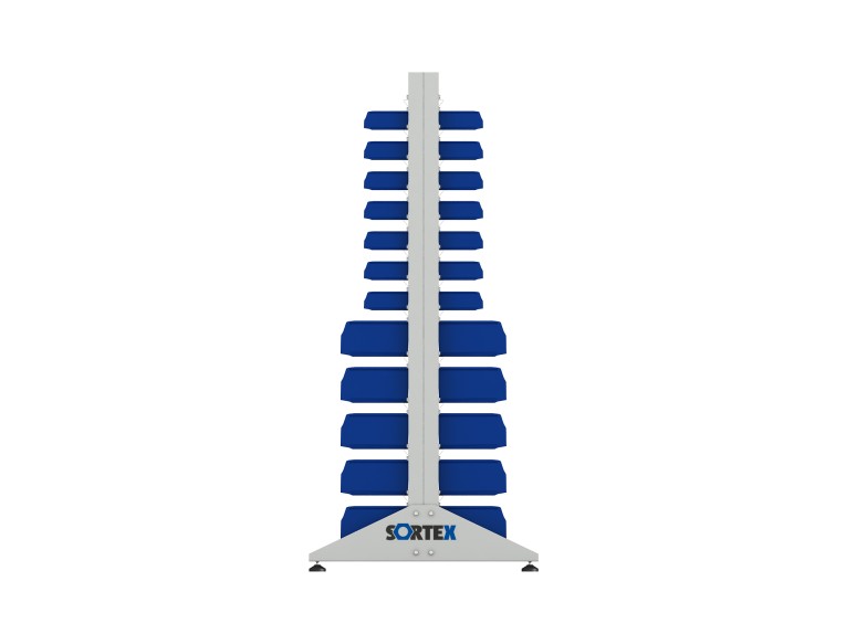 Стеллаж для пластиковых лотков SORTEX двухсторонний 1800x1000x800.04 купить в Челябинске Стеллаж для пластиковых лотков SORTEX двухсторонний 1800x1000x800.04 купить в Челябинске