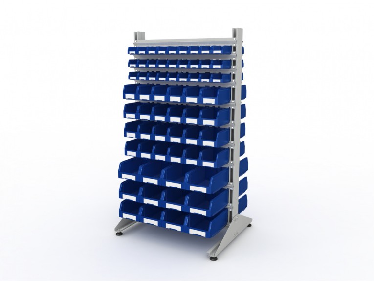 Стеллаж для пластиковых лотков SORTEX двухсторонний 1800x1000x800.05 купить в Челябинске Стеллаж для пластиковых лотков SORTEX двухсторонний 1800x1000x800.05 купить в Челябинске