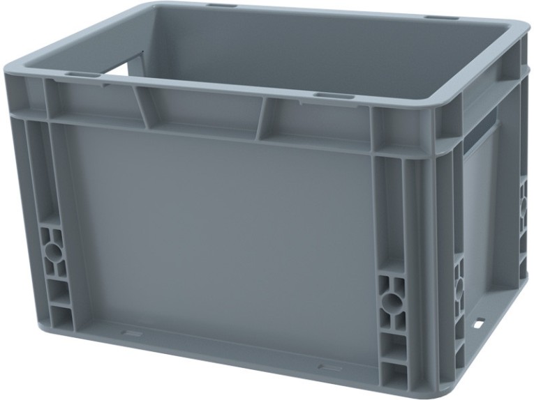 Ящик 300х200х170 сплошной, гладкое дно, цв. серый купить в Челябинске Ящик 300х200х170 сплошной, гладкое дно, цв. серый купить в Челябинске