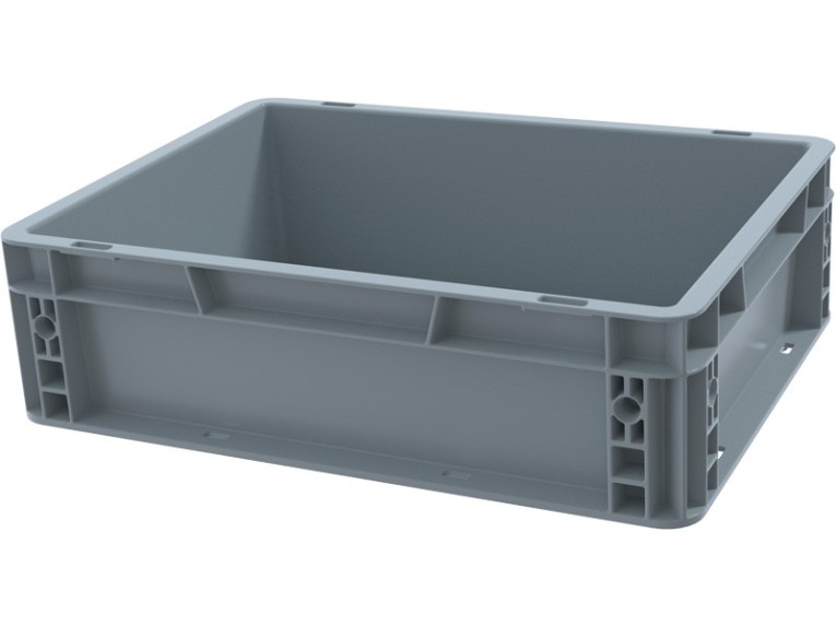 Ящик 400х300х120 сплошной, усиленное дно, цв. серый купить в Челябинске Ящик 400х300х120 сплошной, усиленное дно, цв. серый купить в Челябинске