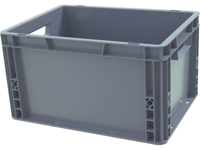 Ящик 400х300х270 сплошной, усиленное дно, цв. серый купить в Челябинске Ящик 400х300х270 сплошной, усиленное дно, цв. серый купить в Челябинске