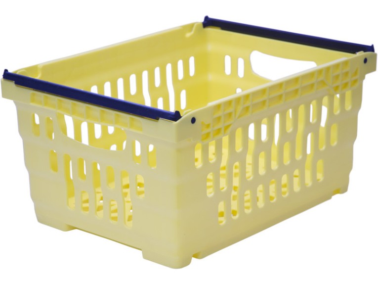 Ящик 400х300х200 со складываемыми ручками жёлтый купить в Челябинске