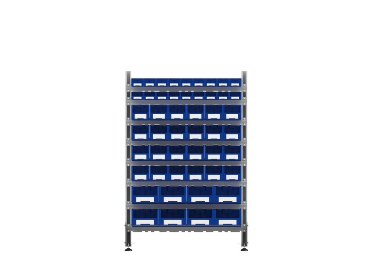 Стеллаж для пластиковых лотков SORTEX односторонний 1500x1000x450.06 купить в Челябинске Стеллаж для пластиковых лотков SORTEX односторонний 1500x1000x450.06 купить в Челябинске