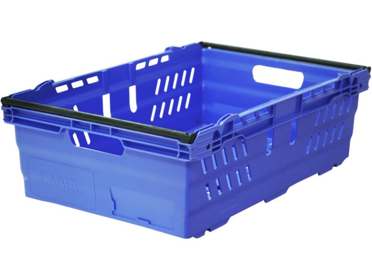 Ящик 600х400х197 со складываемыми ручками синий купить в Челябинске