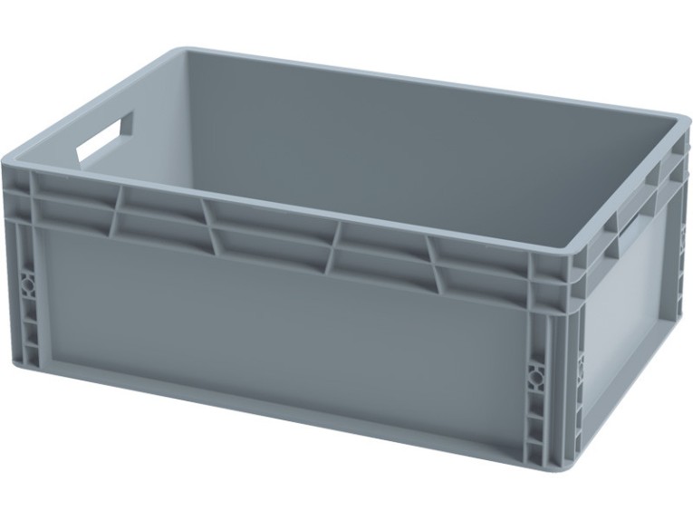 Ящик 600х400х220 сплошной, усиленное дно, цв. серый купить в Челябинске Ящик 600х400х220 сплошной, усиленное дно, цв. серый купить в Челябинске