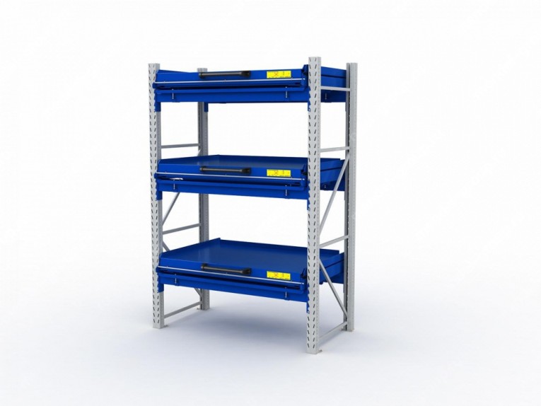 Стеллаж с выкатными платформами S-HEAVY 1000/1300 (3 яруса хранения) купить в Челябинске