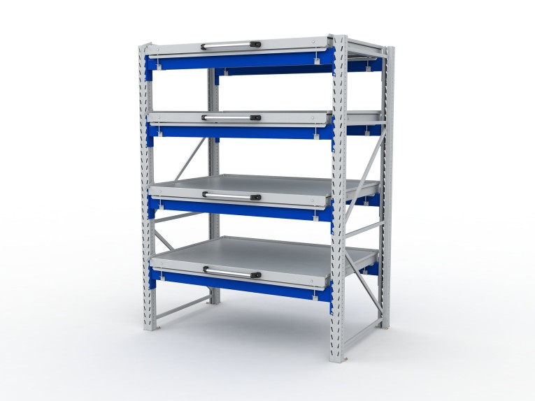 Стеллаж с выкатными платформами S-HEAVY 1000/1300 (4 яруса хранения) купить в Челябинске Стеллаж с выкатными платформами S-HEAVY 1000/1300 (4 яруса хранения) купить в Челябинске