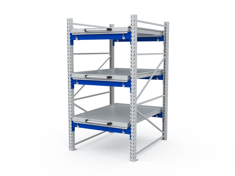 Стеллаж с выкатными платформами S-HEAVY 1000/900 (3 яруса хранения) купить в Челябинске