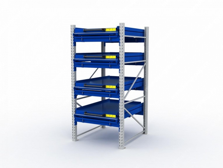Стеллаж с выкатными платформами S-HEAVY 1000/900 (4 яруса хранения) купить в Челябинске