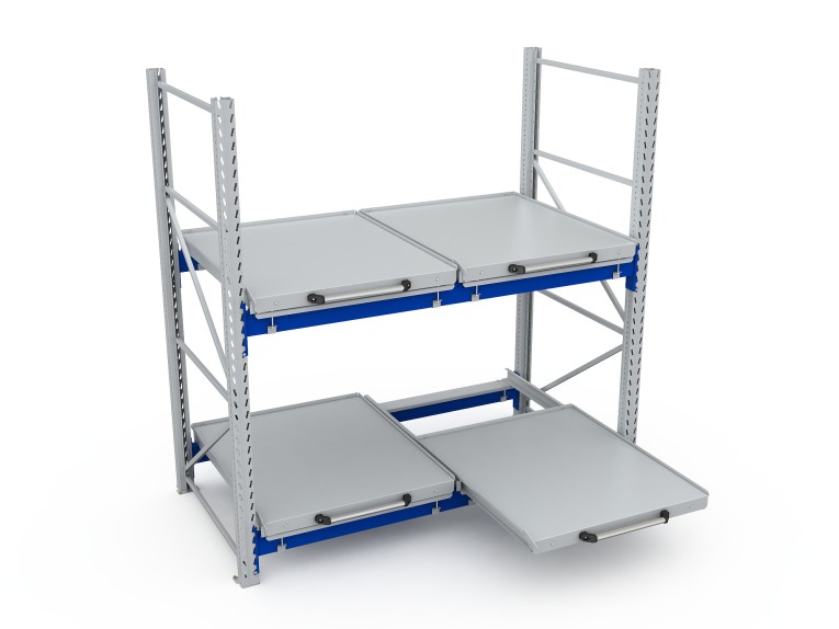 Стеллаж с выкатными платформами S-HEAVY 500 (2 яруса хранения) купить в Челябинске