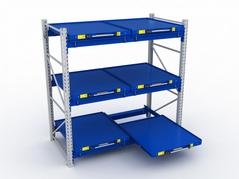 Стеллаж с выкатными платформами S-HEAVY 500 (3 яруса хранения) купить в Челябинске