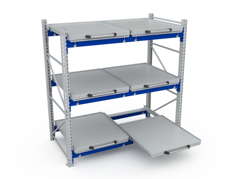 Стеллаж с выкатными платформами S-HEAVY 500 (3 яруса хранения) купить в Челябинске