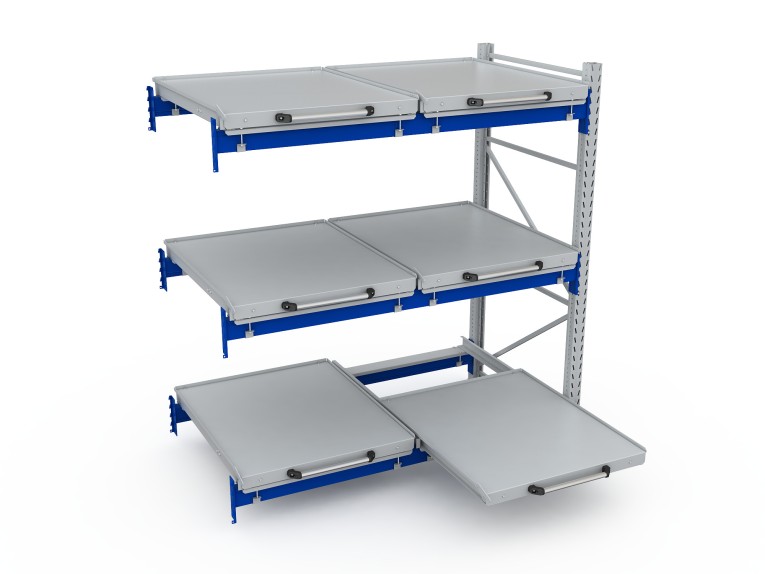 Стеллаж с выкатными платформами S-HEAVY 500 (3 яруса хранения) купить в Челябинске