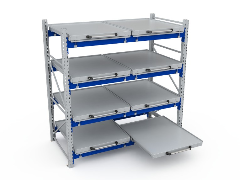 Стеллаж с выкатными платформами S-HEAVY 500 (4 яруса хранения) купить в Челябинске