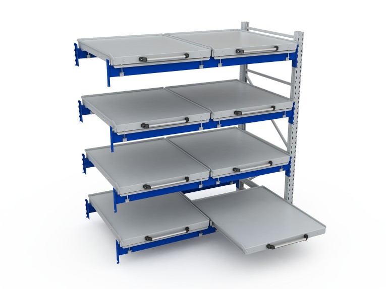 Стеллаж с выкатными платформами S-HEAVY 500 (4 яруса хранения) купить в Челябинске
